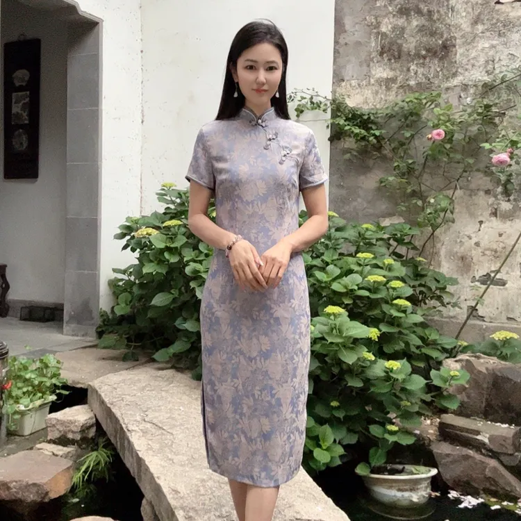 浒城古娘中式国风连衣裙女夏2025新款气质修身大气长裙WH0500284