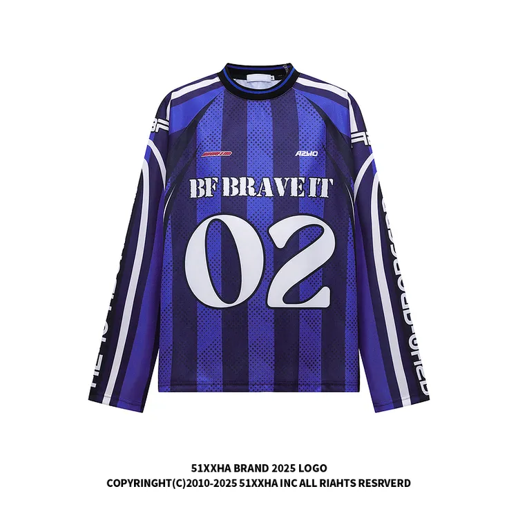 51嘻哈美式街头速干透气02号球服男女潮牌多巴胺运动球衣长袖T恤