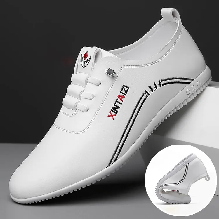 皮鞋男款白色秋季透气商务休闲真皮商务软底男士百搭鞋子男款