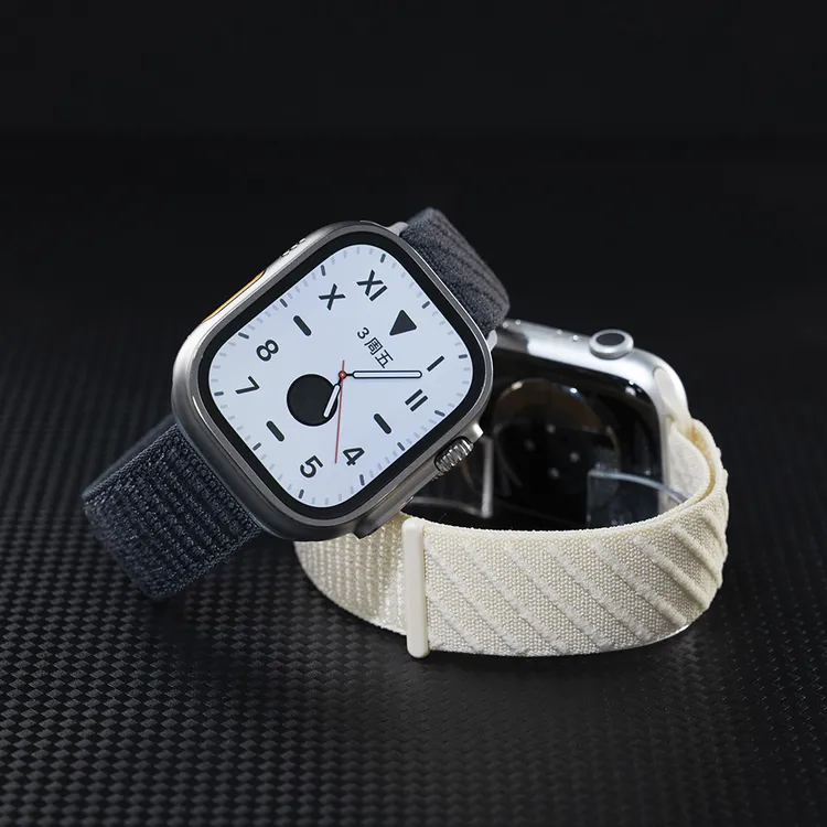 适用苹果手表带AppleWatchS10/Ultra2魔术贴iwatch876尼龙编织9代