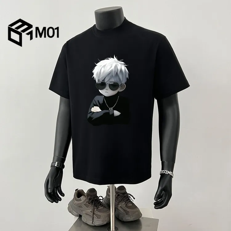 M01夏季新款短袖T恤男生青少年穿搭高级感上衣美式宽松圆领体恤男