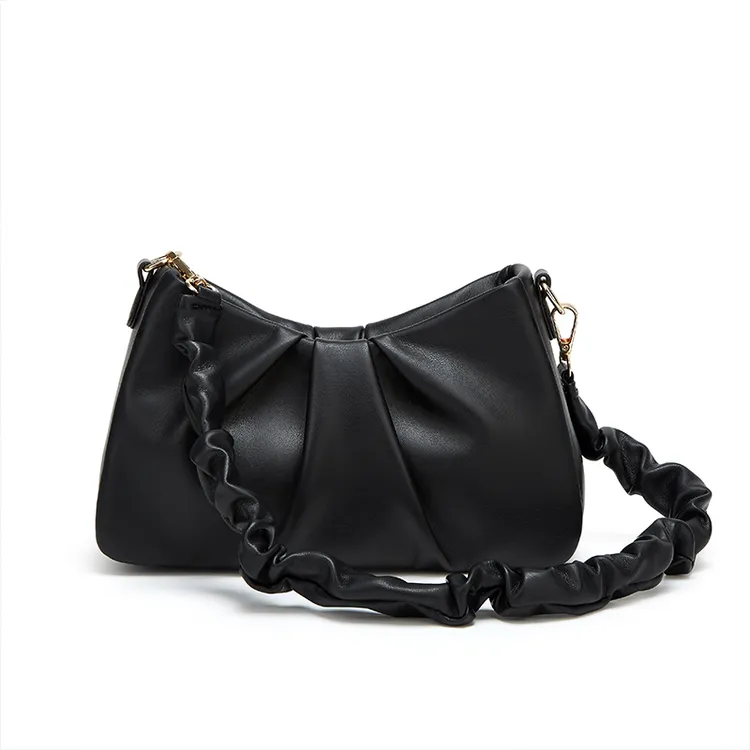 高级感法式时尚洋气小香风褶皱云朵饺子包气质甜美百搭单肩斜挎包