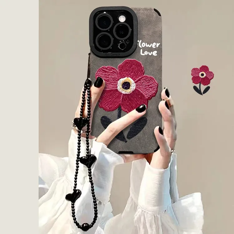 油画小红花适用苹果16PROMAX手机壳iphone15/14新款华为Pura70简