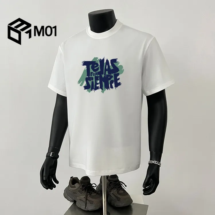 M01短袖T恤夏季纯棉重磅体恤宽松圆领潮流百搭美式字母印花上衣服