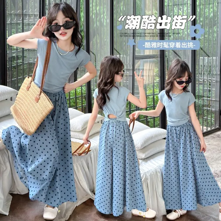 韩版女童套装夏装2025新款洋气时尚儿童百搭短袖裙裤薄款两件套潮
