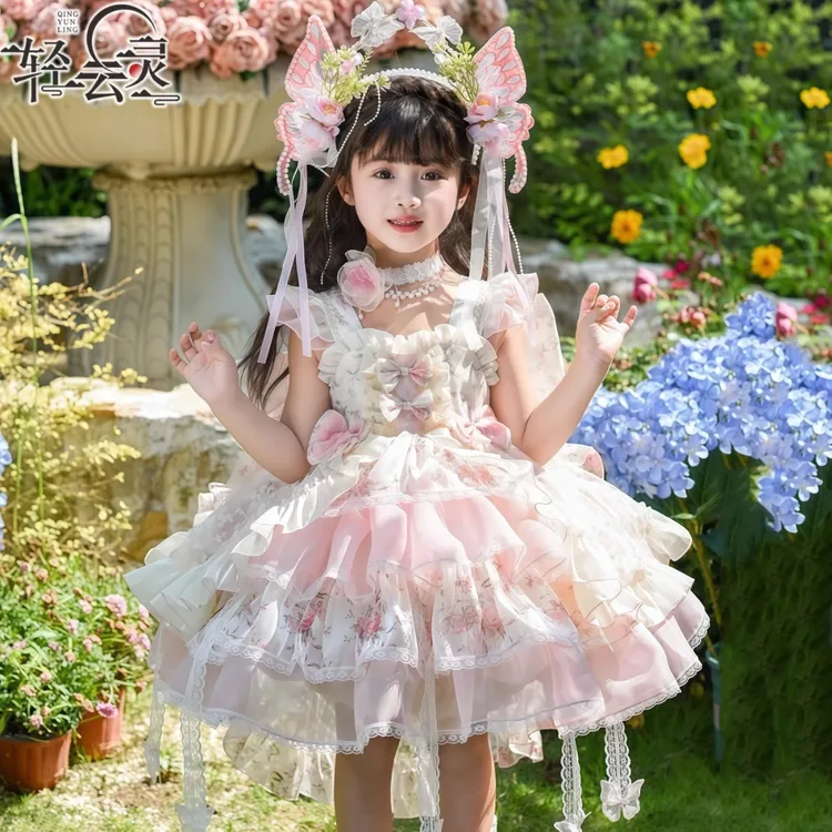 M女小童洛丽塔公主裙夏季新款洋气莫奈花园连衣裙花仙子洛丽塔裙