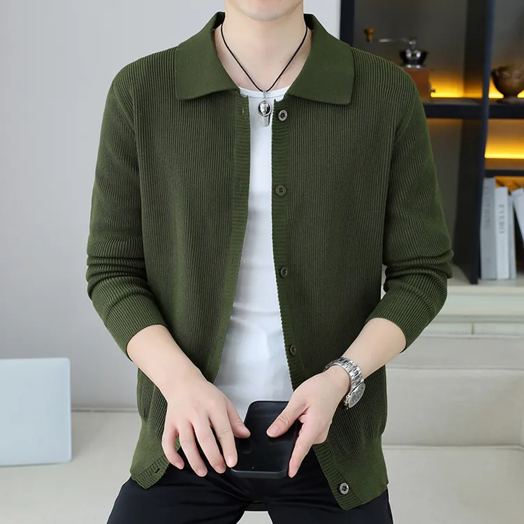 衬衫上衣宽松韩版外穿秋季早秋新款男装毛衣休闲男生开衫领子男款