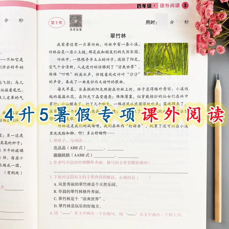 四年级暑假阅读理解专项训练四升五暑假衔接课外阅读理解强化训练