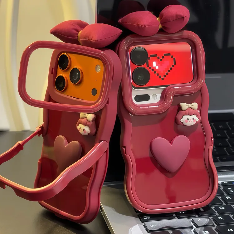 爱心女孩适用小米17pro华为vivoppoiPhone16双支架苹果17手机壳潮