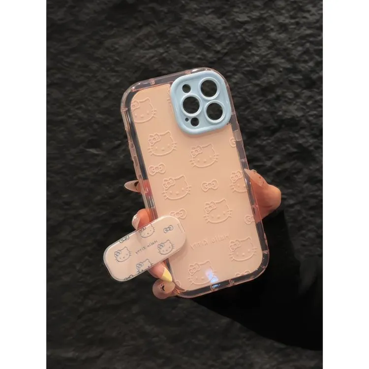 蝴蝶结线条kitty适用苹果16pro手机壳iPhone15果冻奶油防摔简约14
