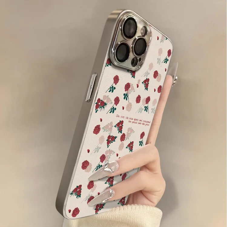 玫瑰小碎花适用iPhone14promax苹果15防摔手机壳16女款13简约全包