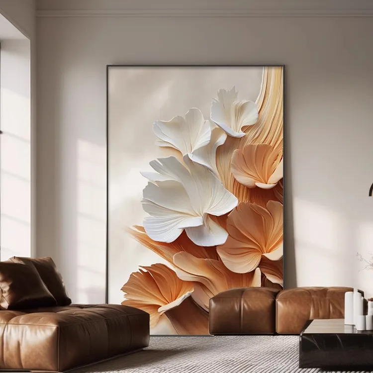现代简约抽象艺术客厅装饰画花卉肌理沙发背景墙壁画玄关走廊挂画