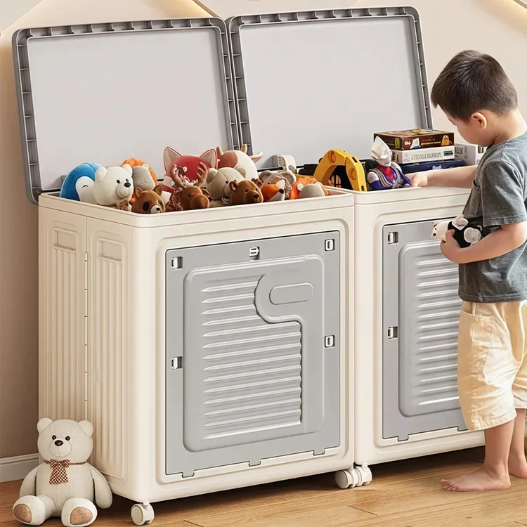 双开门衣服收纳箱整理箱大容量超大家用翻盖带轮衣物被子储物柜