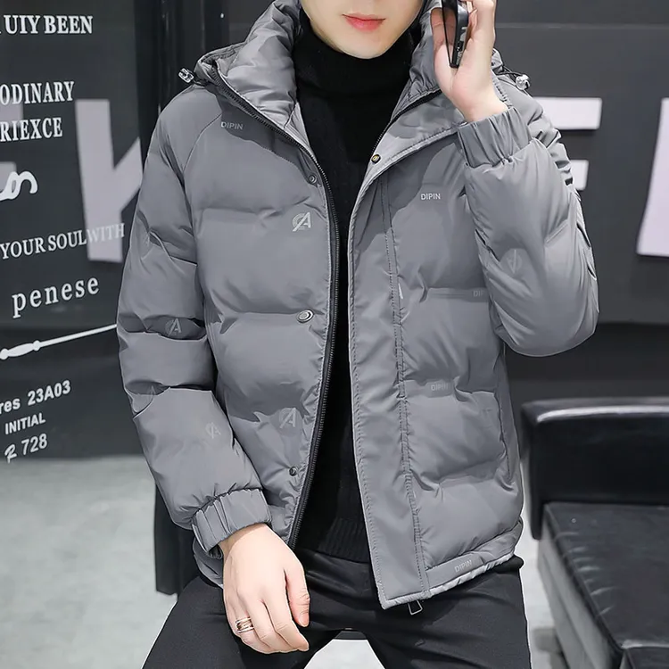 男士短款连帽潮流加厚保暖韩版休闲青年冬装时尚修身轻薄秋冬季棉