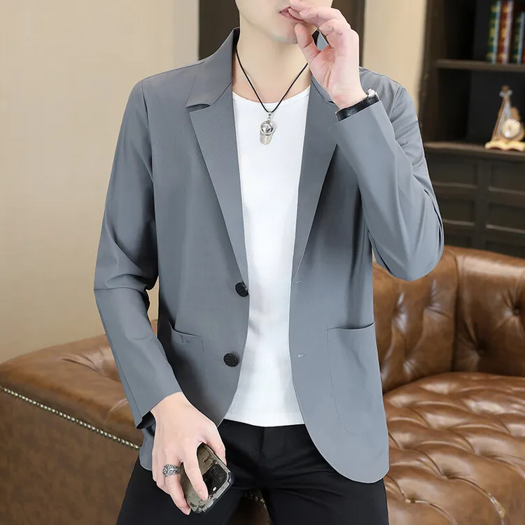 高档薄款无痕西装外套男士夏季时尚透气防晒衣西服品质男装696 
