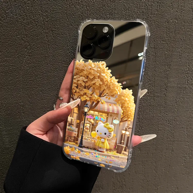 秋冬KT凯蒂猫适用iPhone17苹果16promax手机壳14镜面15公仔13女12
