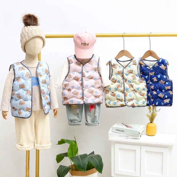 秋冬儿童羽绒棉马甲宝宝加厚保暖背心新款男女童花色坎肩马夹