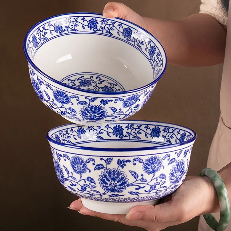 大号面碗加厚家用陶瓷青花大容量拉面碗吃面碗釉下彩商用饭店面馆