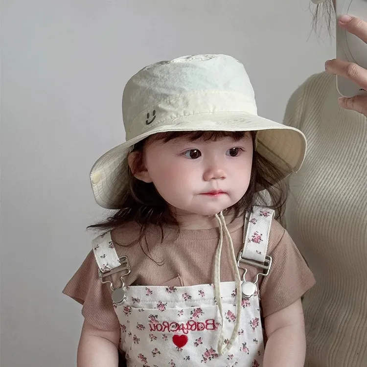 宝宝帽子春夏薄款速干透气渔夫帽婴幼儿出游大檐防晒帽遮阳帽盆帽