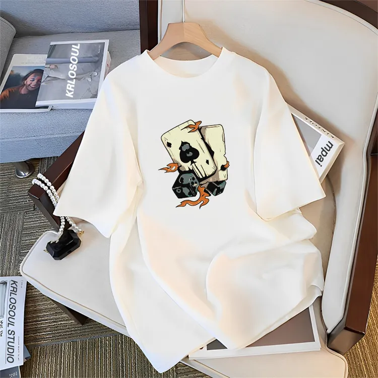 2025夏季美式潮牌纯白男士短袖t恤休闲时尚百搭高级圆领半袖T恤