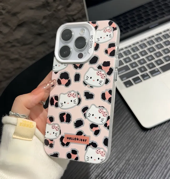 豹纹KT猫彩银适用苹果16/15手机壳华为P70vivo小米14女款oppo套13