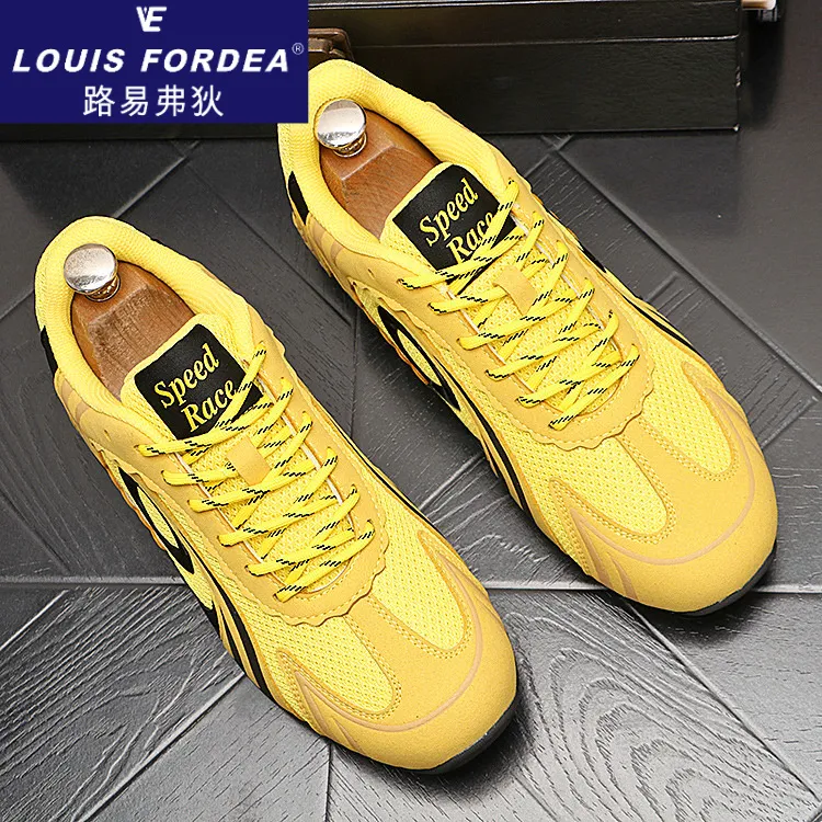 Louis Fordea/路易弗狄复古老爹鞋男款夏季透气透气旋复古增高男