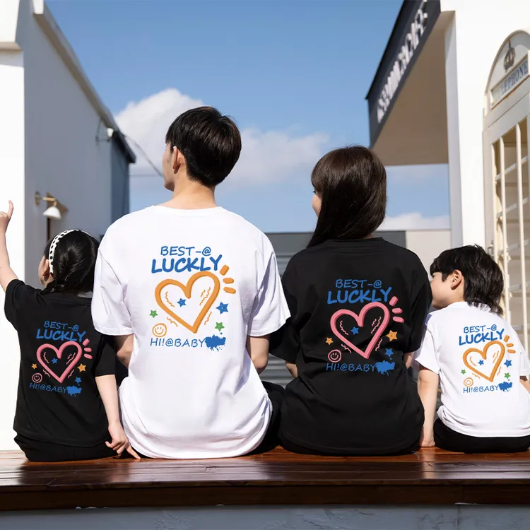大码包邮2025新品亲子装一家四口夏季纯棉t恤短袖韩版宽松情侣装