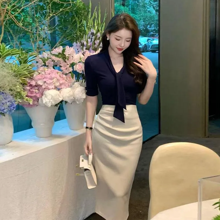 THEORY ERROR轻奢年秘书职业套装女系带衫一整套穿搭时尚百搭半身