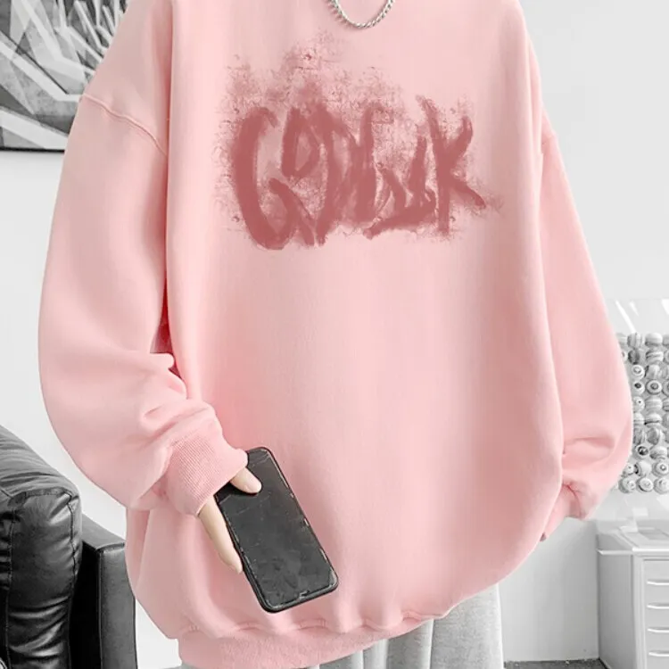 青少年粉色卫衣男款春秋圆领长袖t恤2025新款秋季男士无帽上衣潮