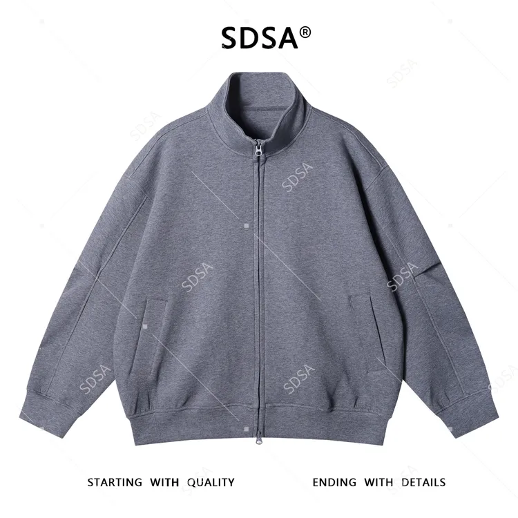 SDSA男士秋冬新款痞帅男装运动风纯色拉链立领卫衣宽松百搭外套