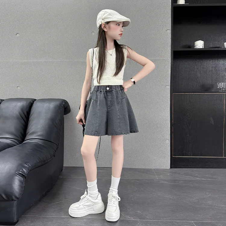 女童牛仔短裤夏季外穿2025新款女大童时髦裙裤韩版初中生夏装裤子