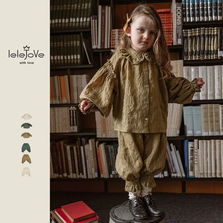 【lelejove】北欧风原创设计童装女宝宝泡泡袖衬衫轻薄3AS3E359