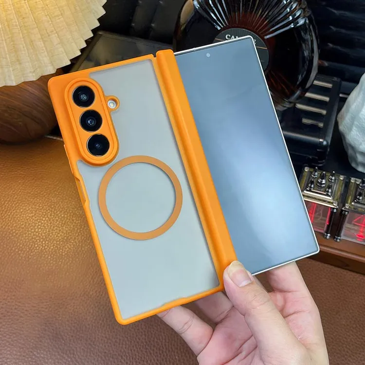 适用三星Fold7手机壳双中轴磨砂fold6折叠肤感单后壳磁吸铰链全包