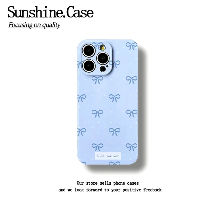蓝色蝴蝶结软壳适用苹果oppo华为vivo小米手机壳防摔创意ins