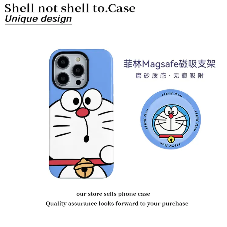 可爱叮当猫菲林二合一适用苹果15promax保护壳vivo小米13华为oppo
