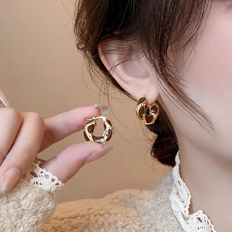 CK 合金耳饰 美拉德耳圈轻奢气质高级感耳环女2025年新款爆款时尚