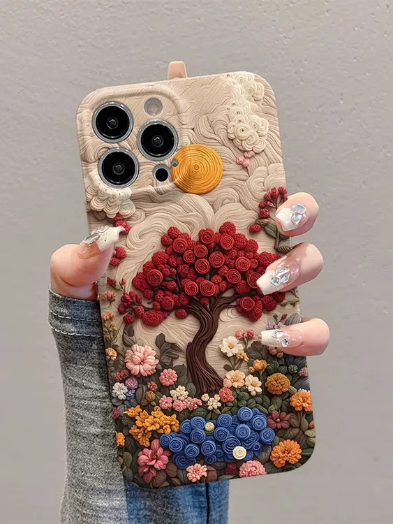 菲林软壳防摔花开满地适用苹果16华为reno13小米15vivox200 1加