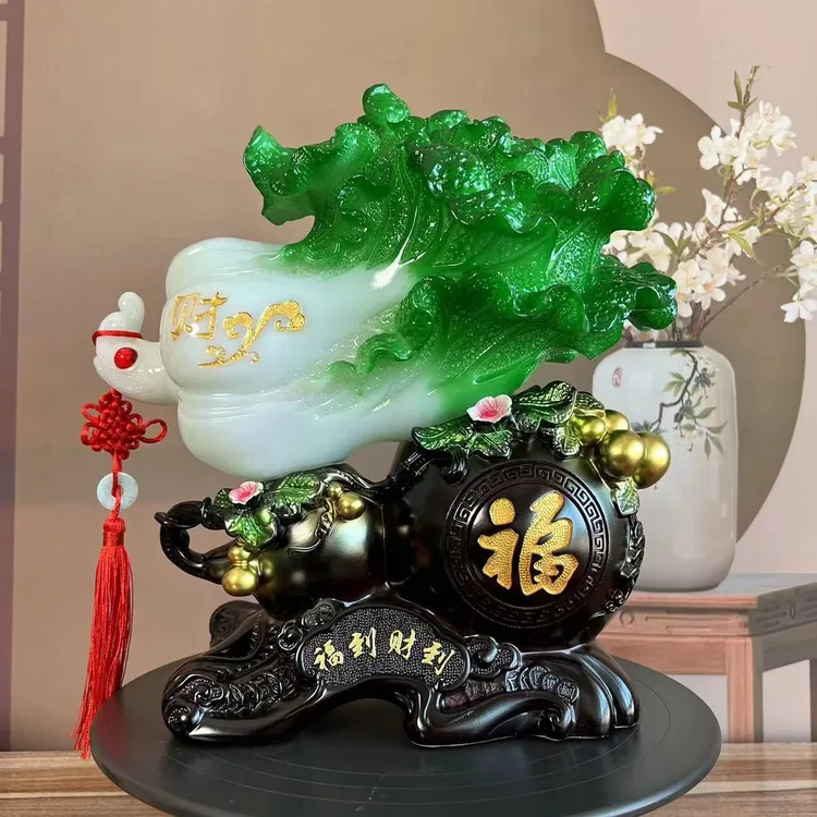 【】特大号福到财到白菜摆件客厅玄关柜装饰品