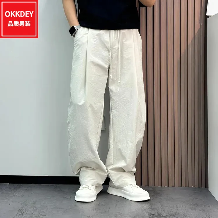 潮牌宽松弯刀裤子男士新款高级感美式休闲长裤轻奢痞帅男装直筒裤