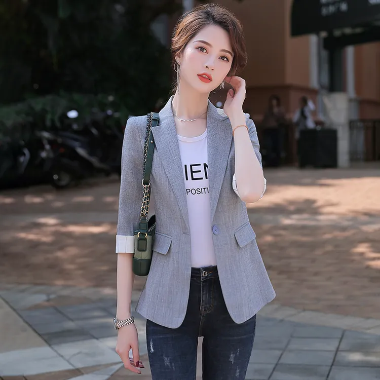 七分袖西装外套女士夏季薄款小个子2025新款休闲中袖职业装西服