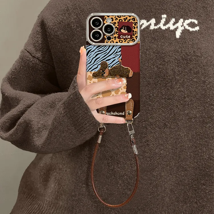 拼接斑马纹适用苹果17华为vivo/oppo小米iPhone16视窗贴皮手机壳