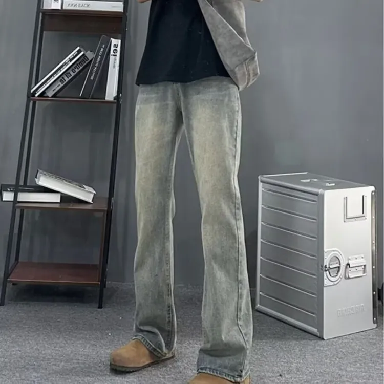 新款复古水洗牛仔裤男生高街vibe黄泥直筒裤复古百搭休闲耐磨韩版