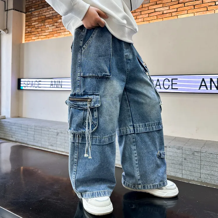男童直筒牛仔裤春秋款2025新款儿童春装裤子中大童休闲长裤春季潮