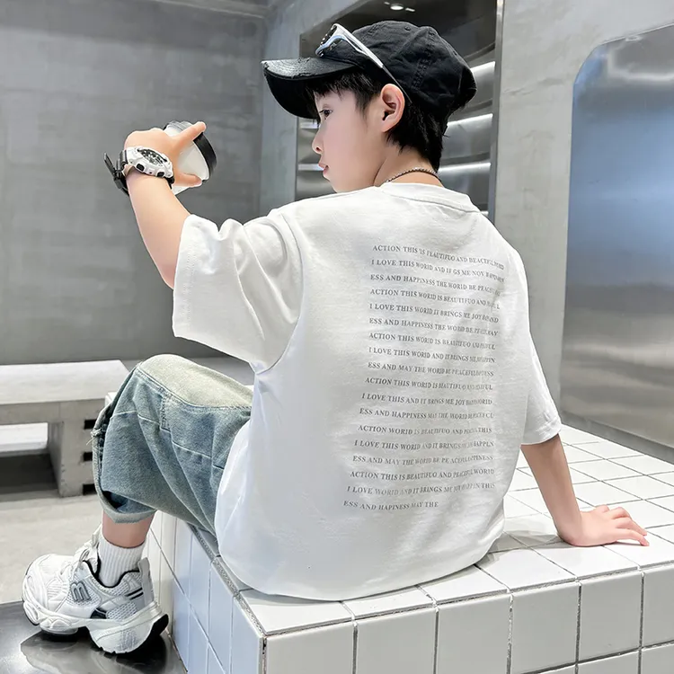 儿童装男童夏装短袖T恤2025新款夏季中大童洋气夏款酷帅男孩上衣r