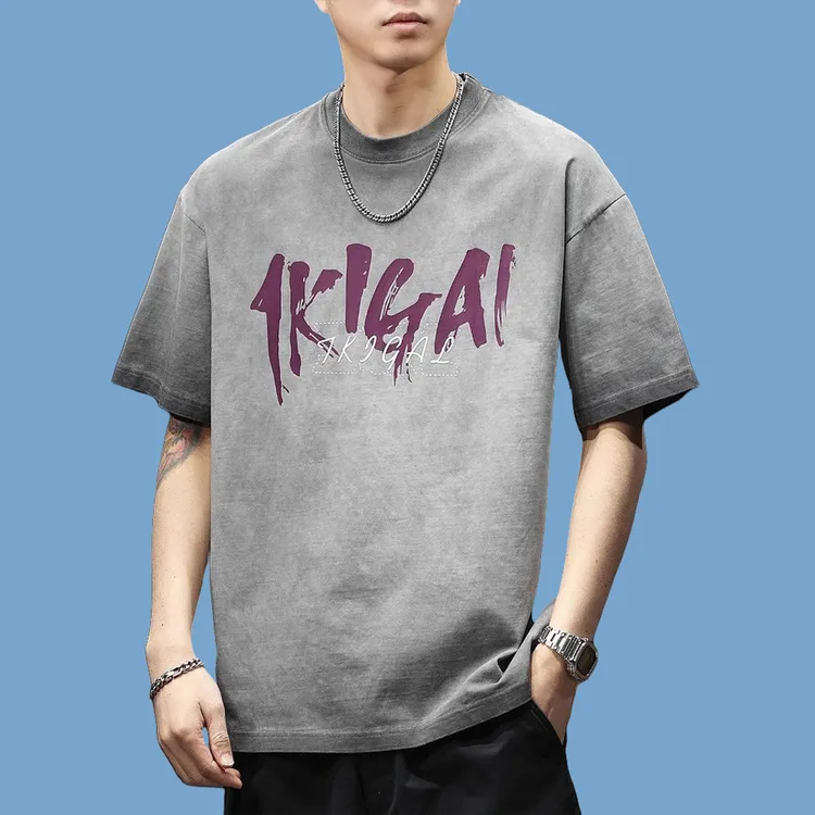 驭瑛美式复古水洗重磅短袖T恤男夏季新款宽松大码半袖上衣潮牌t恤