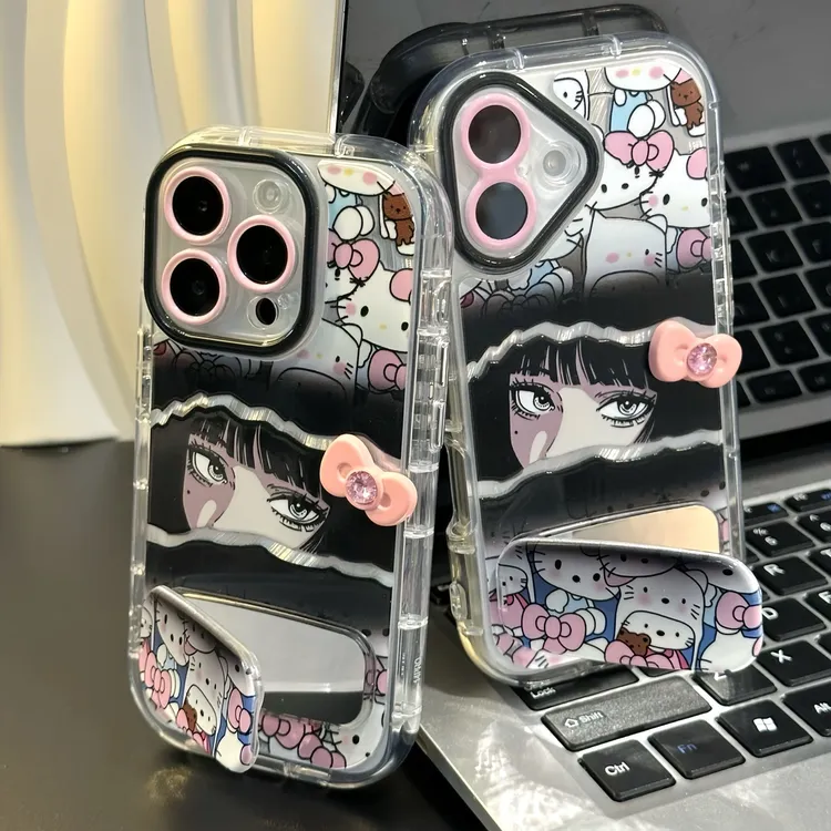 富江Kitty镜子支架适用苹果16手机壳iPhone15小米vivoppo华为p70