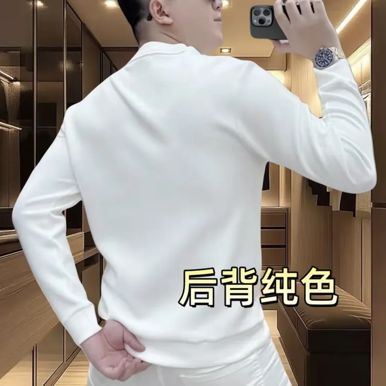 秋冬新款卫衣加厚加绒时尚帅气圆领设计感长袖印花休闲上衣百搭