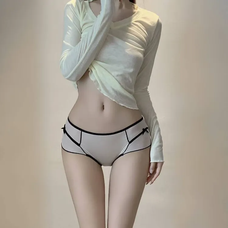 『大美』甜蜜初恋 日系蕾丝内裤女舒适低腰蝴蝶结少女三角裤