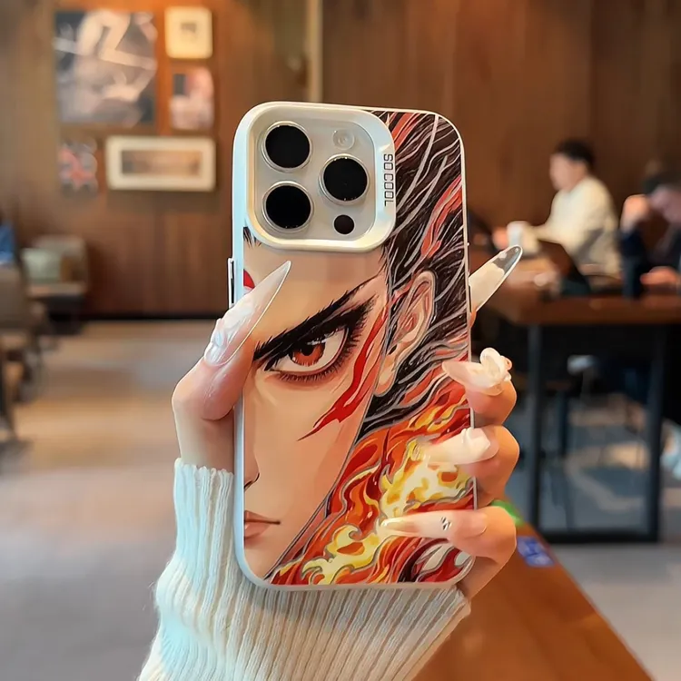 适用于【苹果16/华为/OPPO/VIVO】防摔卡通哪吒新款手机壳磨砂彩银