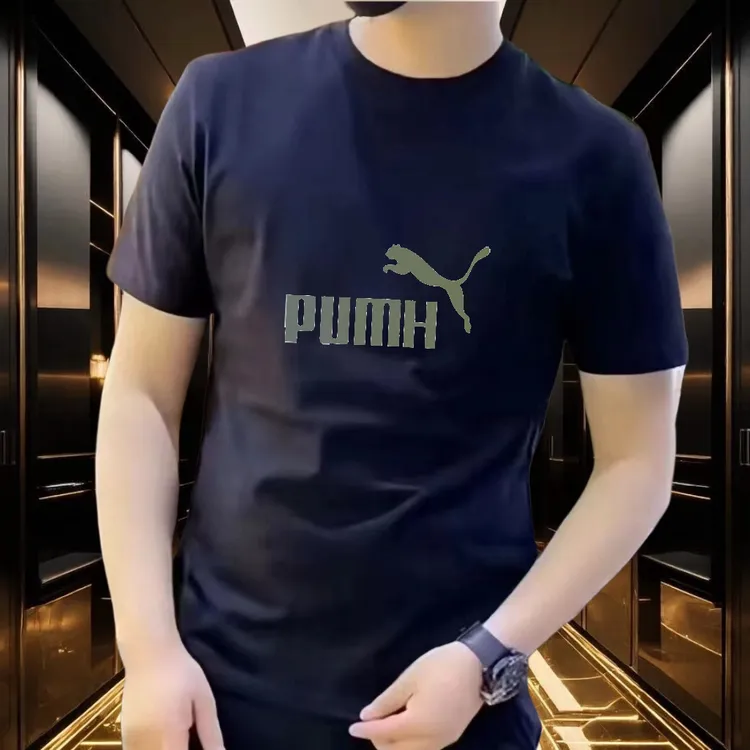 春夏季男士短袖t恤高档棉时尚潮牌印花圆领半袖百搭修身T恤上衣